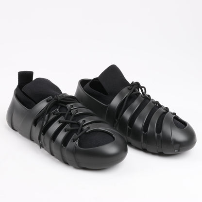 Baskets Bottega Veneta Trails Knit x Rubber noires, pointure 42