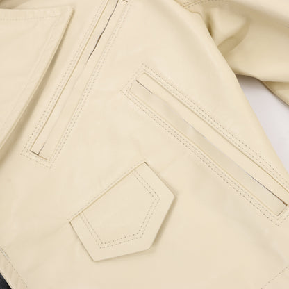Marni Two-Tone Cropped Leather Jacket, Size 40