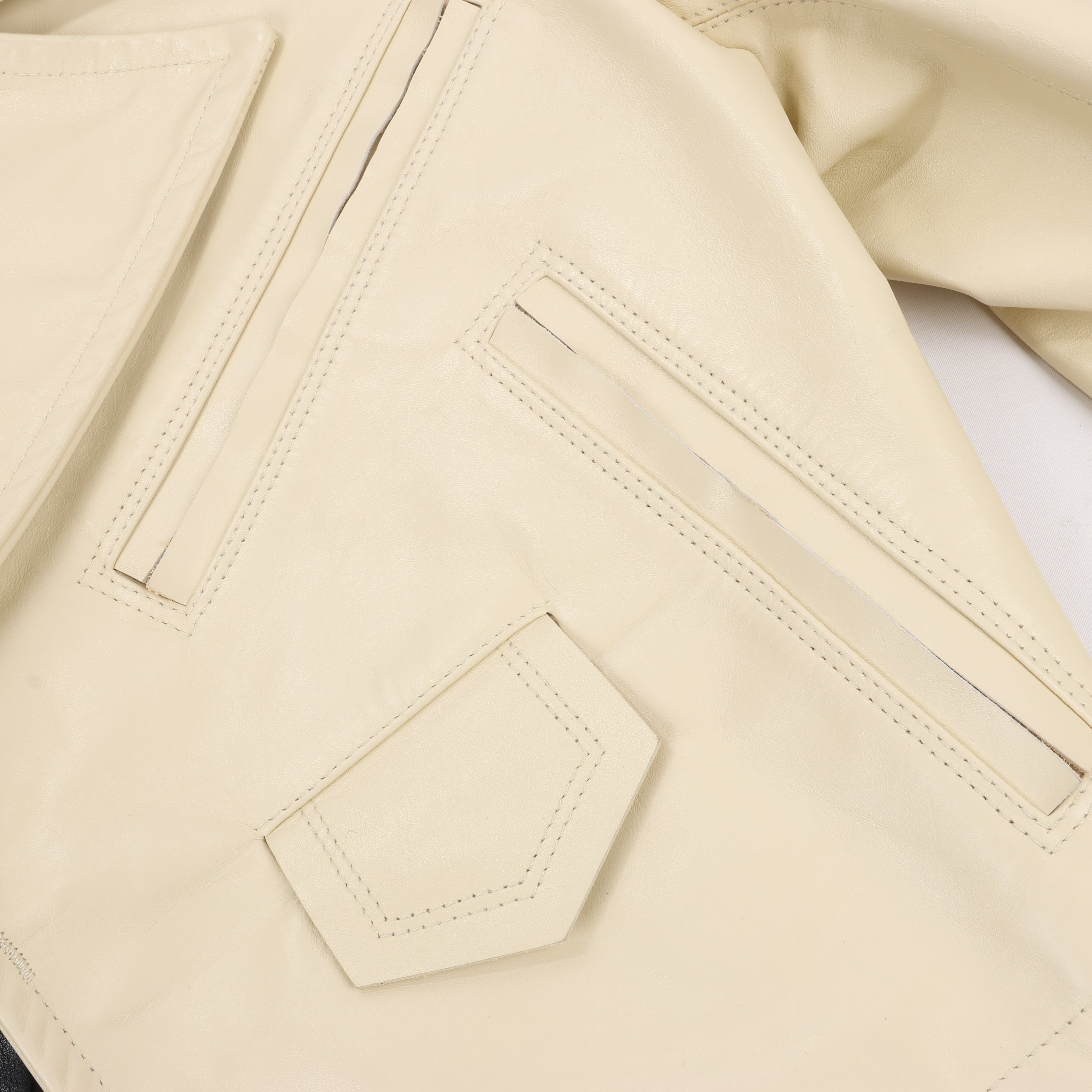 Marni Two-Tone Cropped Leather Jacket, Size 40 IT