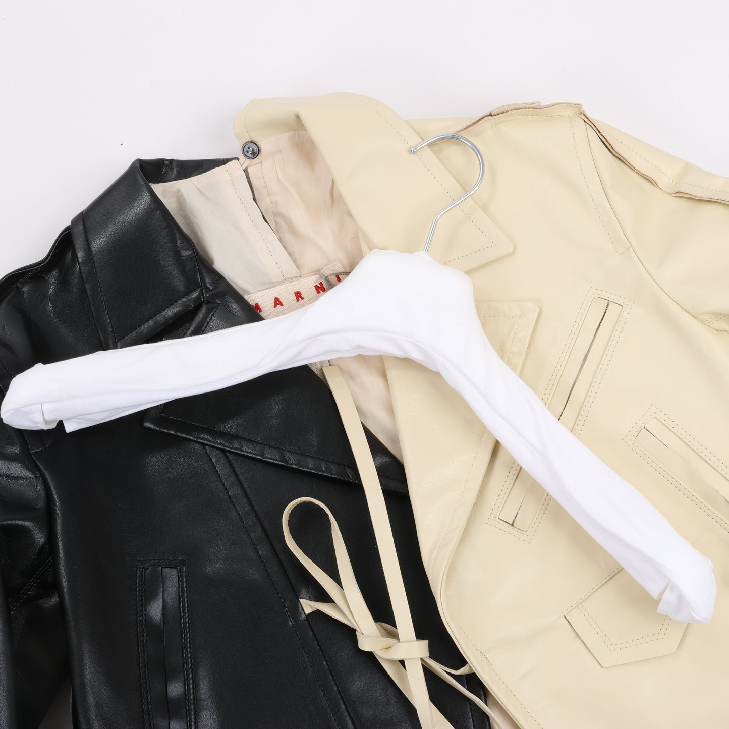 Marni Two-Tone Cropped Leather Jacket, Size 40