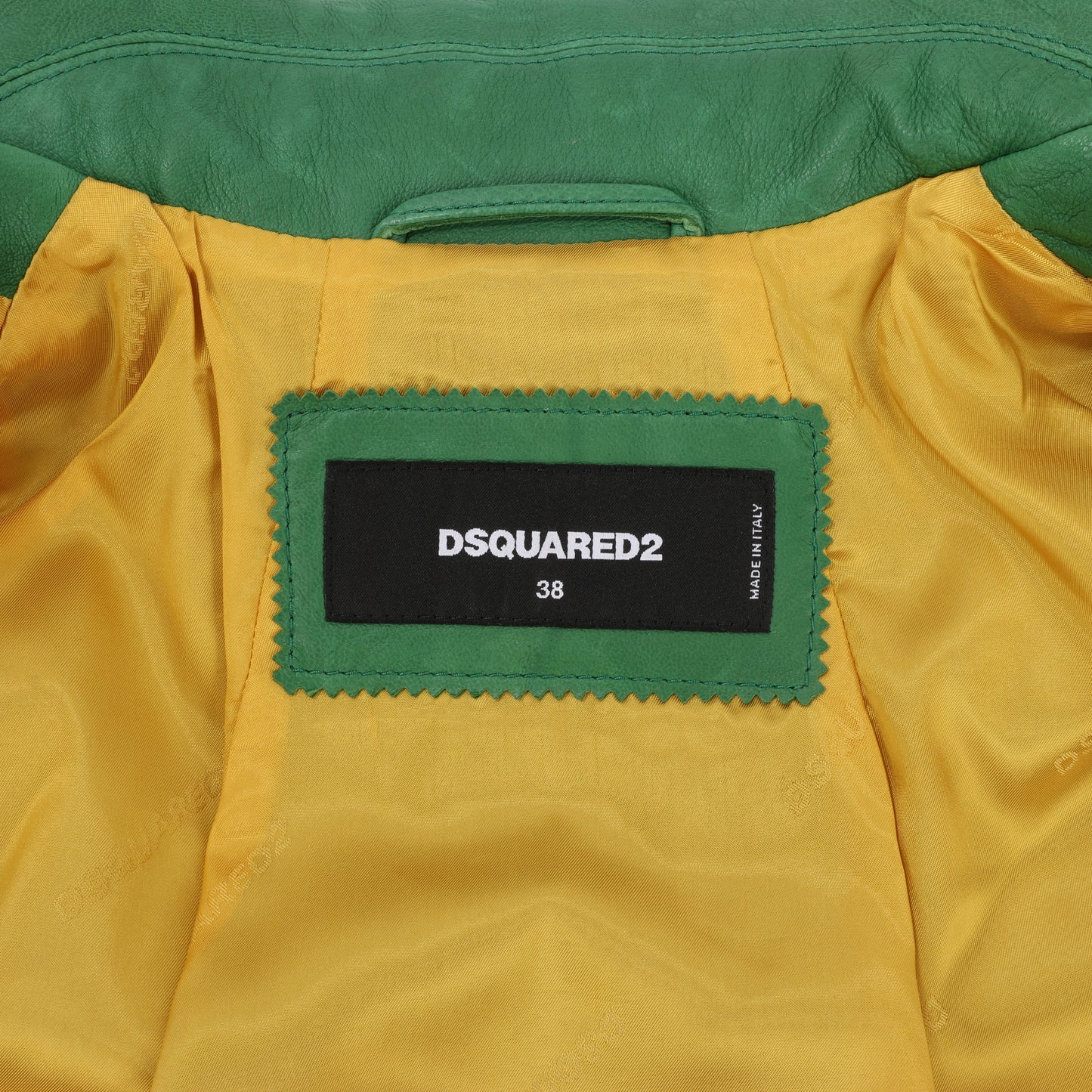 DSQUARED2 Grüne Leder-Cape-Jacke, Stil S75AM0561, Größe 38