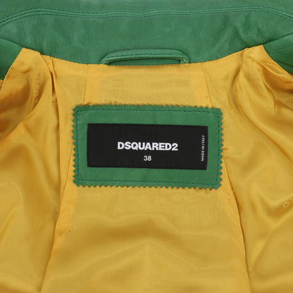 DSQUARED2 Grüne Leder-Cape-Jacke, Stil S75AM0561, Größe 38