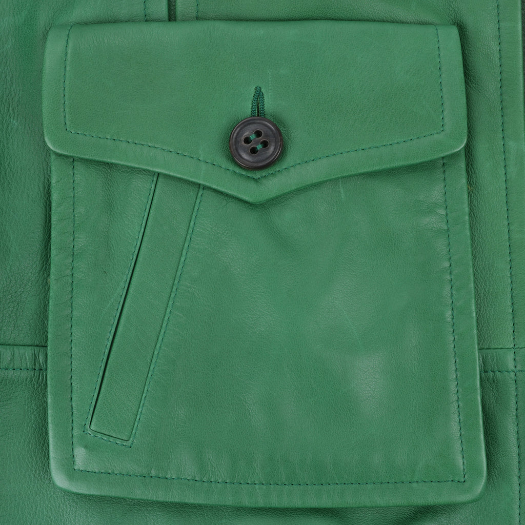 DSQUARED2 Green Leather Cape Jacket, Style S75AM0561, Size 38