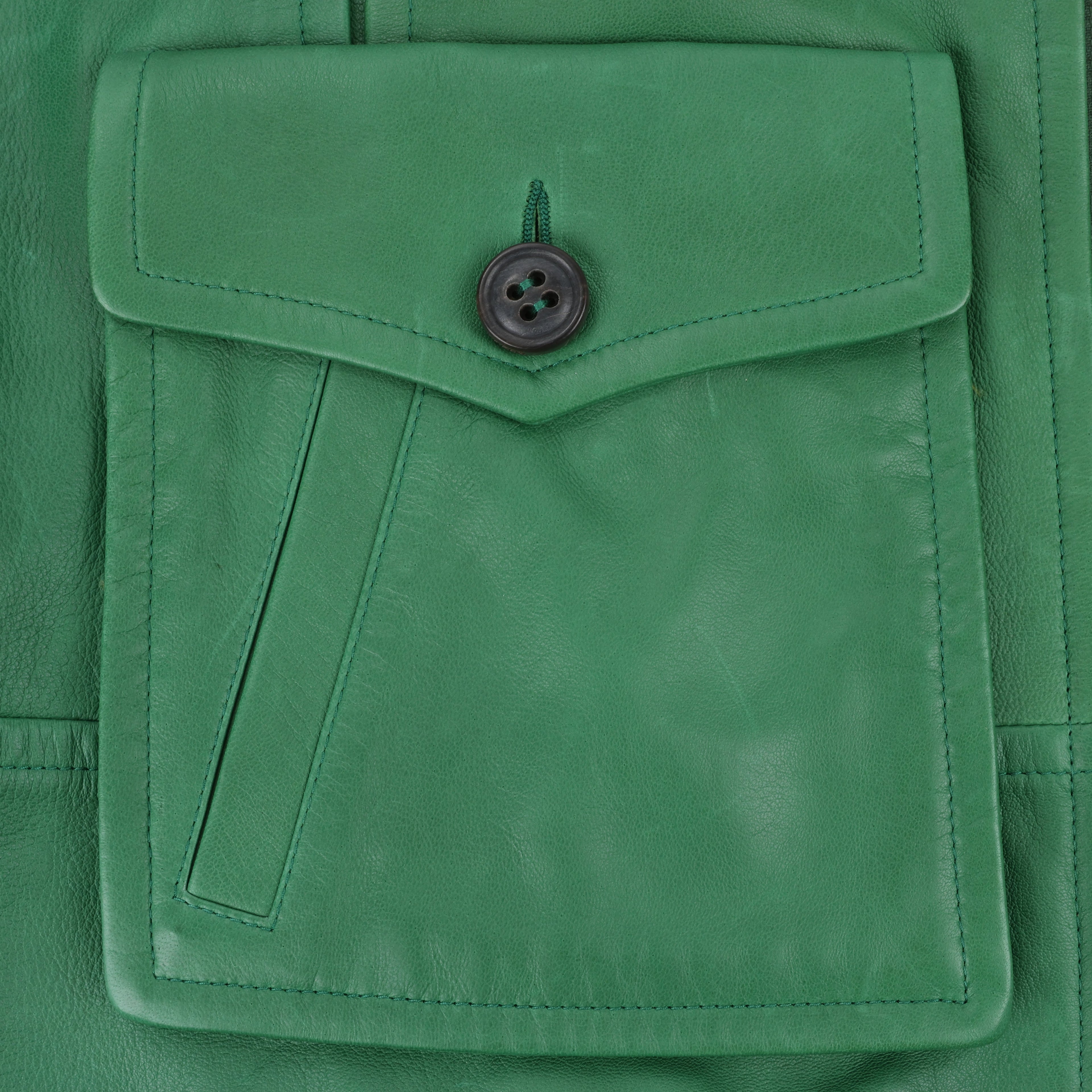 DSQUARED2 Green Leather Cape Jacket, Style S75AM0561, Size 38