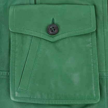 DSQUARED2 Grüne Leder-Cape-Jacke, Stil S75AM0561, Größe 38