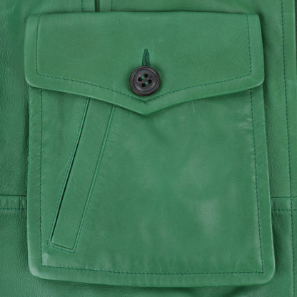 DSQUARED2 Grüne Leder-Cape-Jacke, Stil S75AM0561, Größe 38