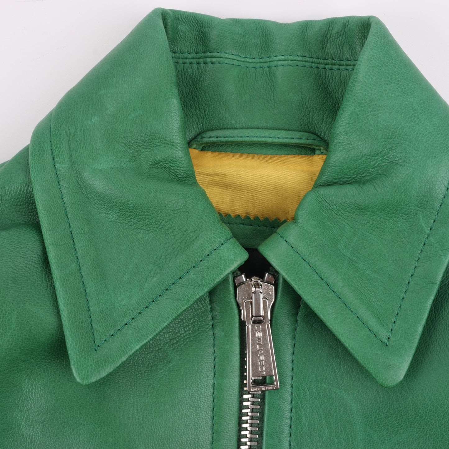 DSQUARED2 Green Leather Cape Jacket, Style S75AM0561, Size 38