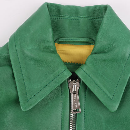 DSQUARED2 Grüne Leder-Cape-Jacke, Stil S75AM0561, Größe 38