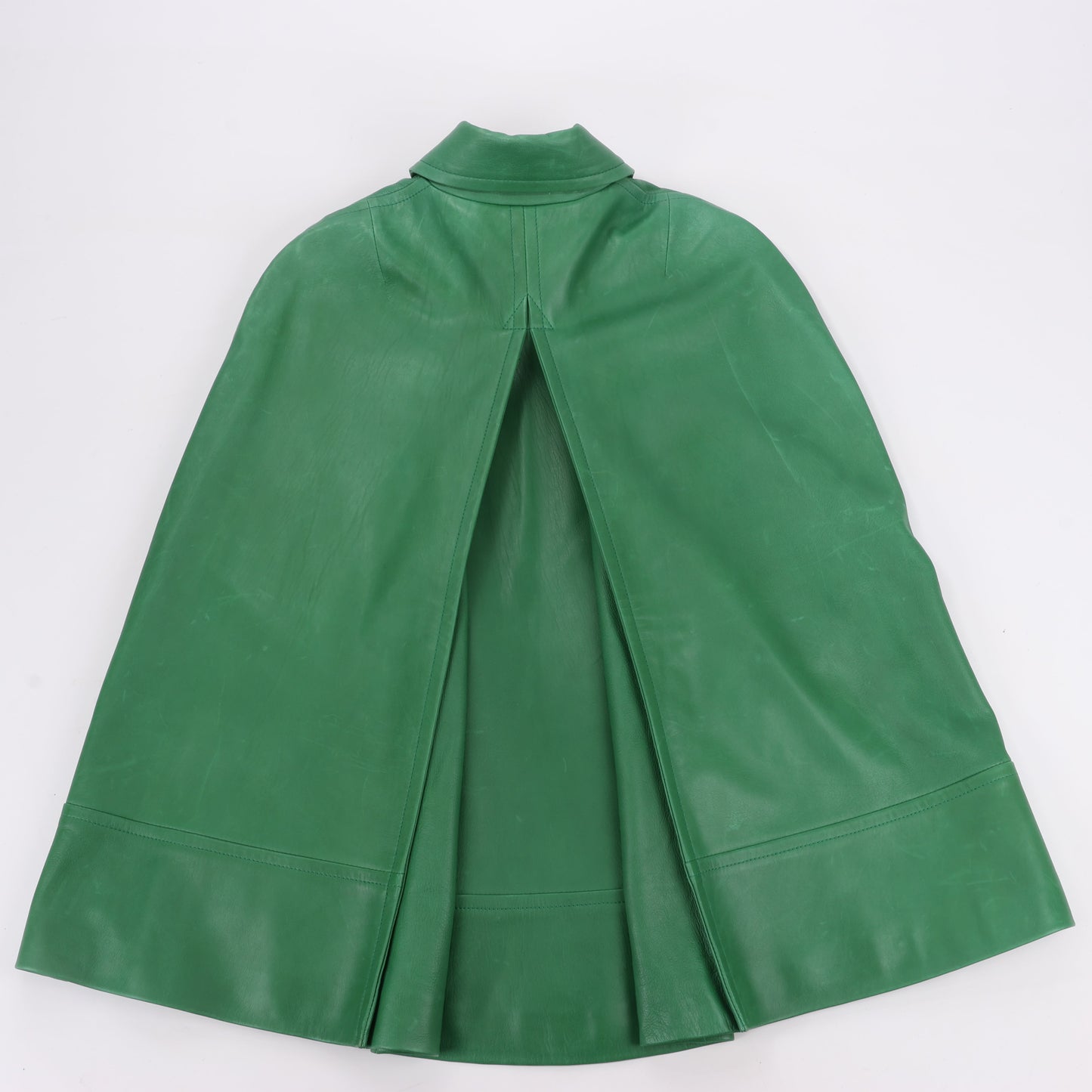 DSQUARED2 Grüne Leder-Cape-Jacke, Stil S75AM0561, Größe 38