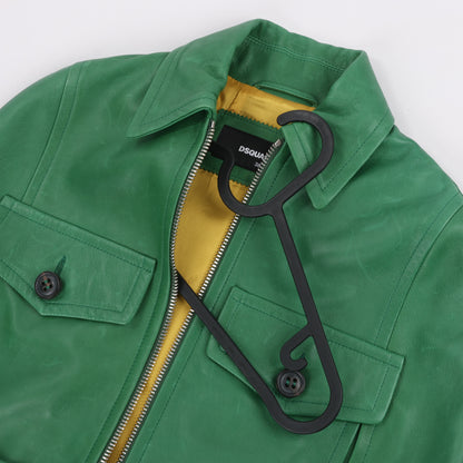 DSQUARED2 Grüne Leder-Cape-Jacke, Stil S75AM0561, Größe 38