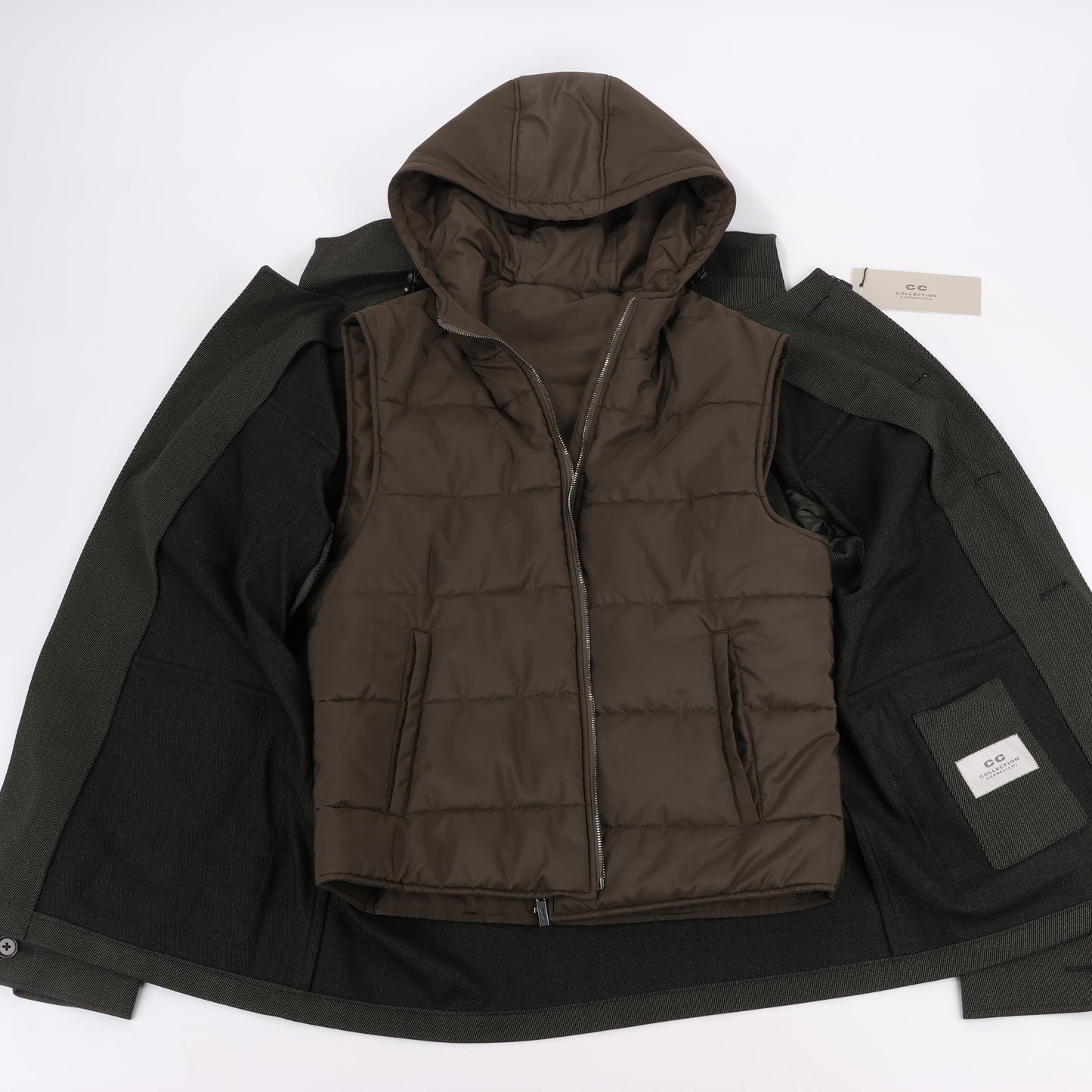 CC Collection Corneliani Wool Jacket with Removable Puffer Vest, Size 50