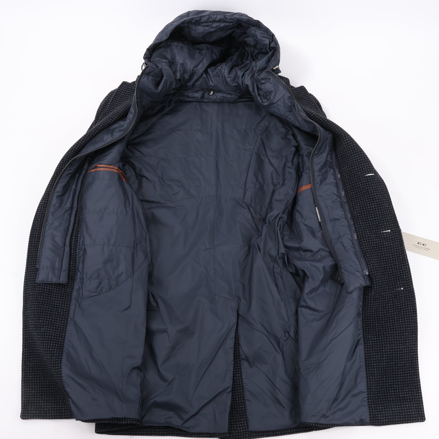 CC Collection Corneliani Wool Coat with Removable Hooded Liner, Size 50