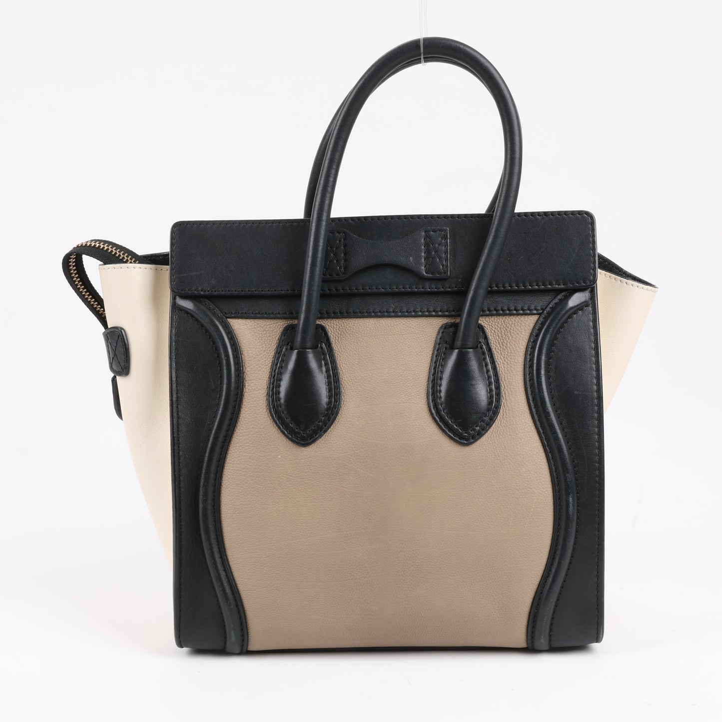 CELINE Luggage Micro Leather Handbag Tri-color in Beige