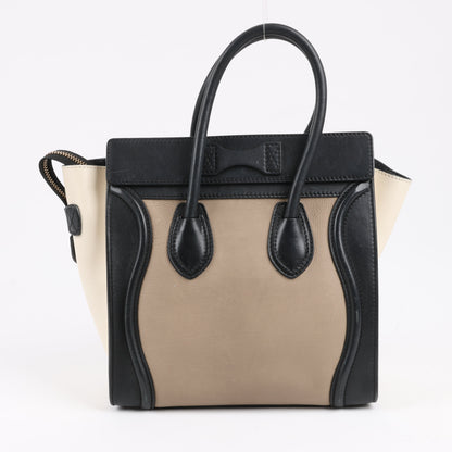 CELINE Luggage Micro Leather Handbag Tri-color in Beige