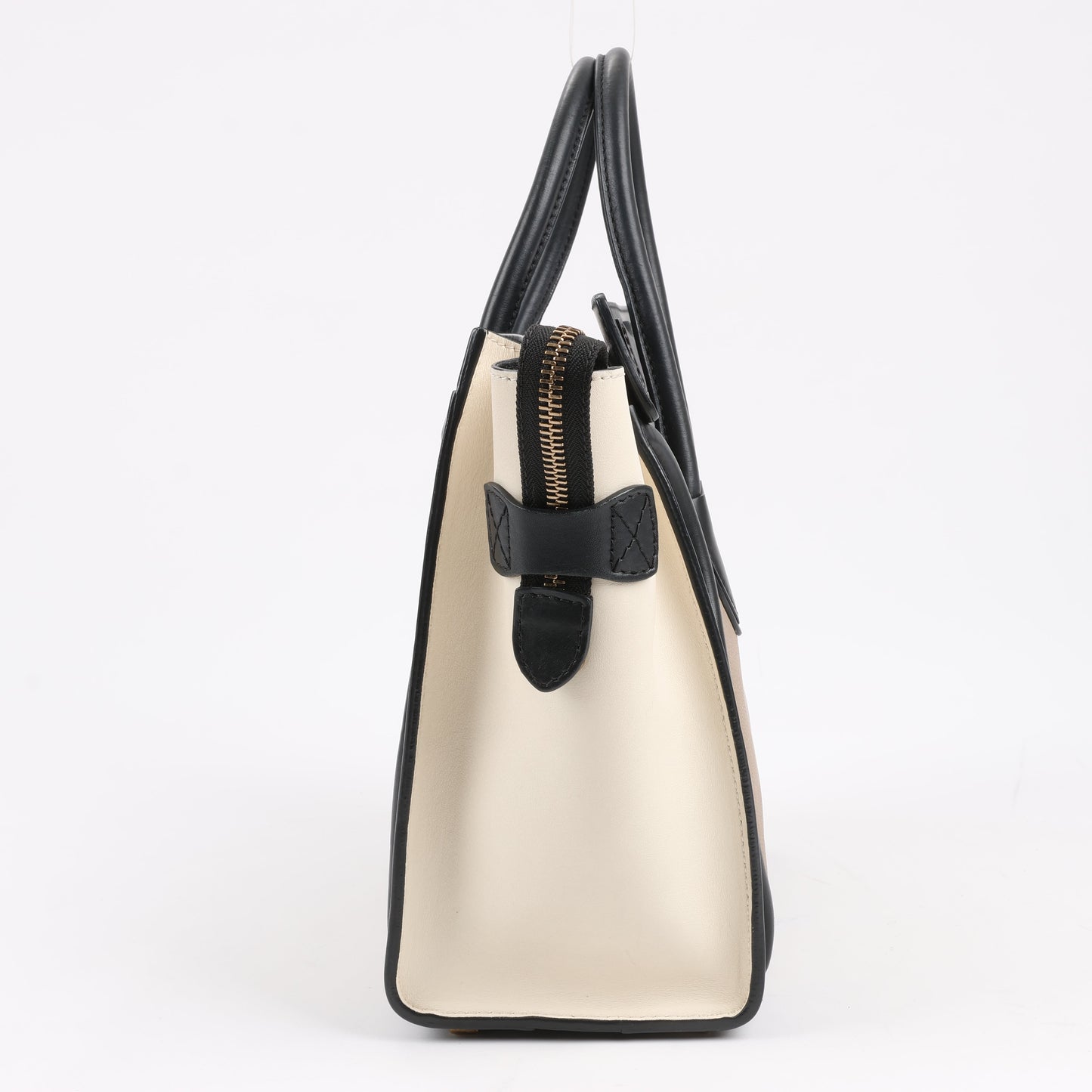 CELINE Luggage Micro Leather Handbag Tri-color in Beige