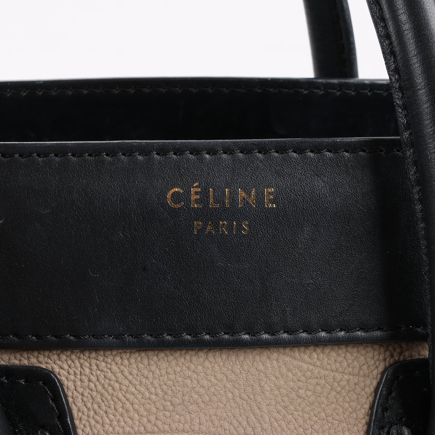 CELINE Luggage Micro Leather Handbag Tri-color in Beige