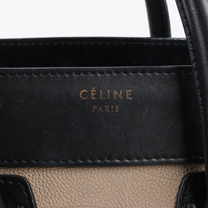 CELINE Luggage Micro Leather Handbag Tri-color in Beige