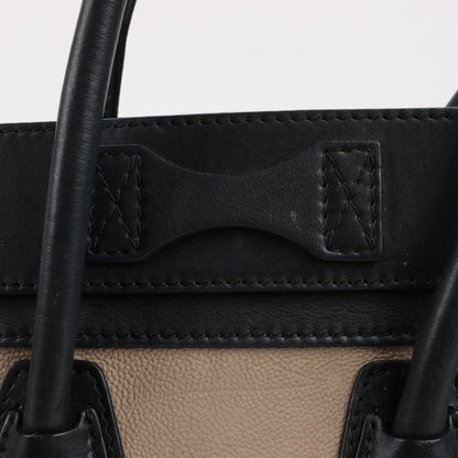 CELINE Luggage Micro Leather Handbag Tri-color in Beige