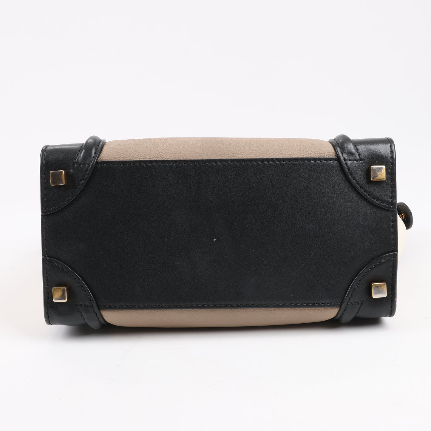 CELINE Luggage Micro Leather Handbag Tri-color in Beige