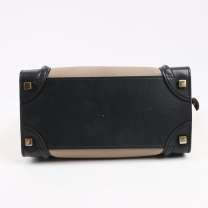 CELINE Luggage Micro Leather Handbag Tri-color in Beige