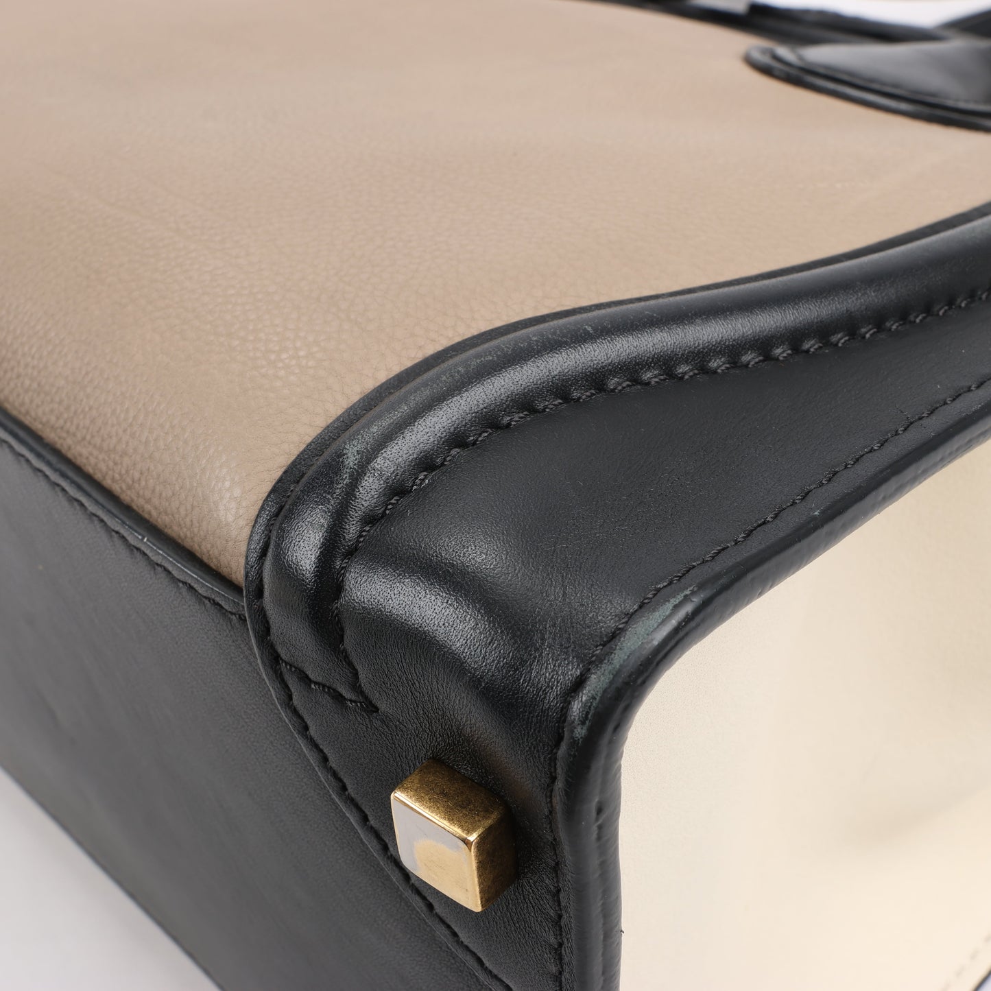 CELINE Luggage Micro Leather Handbag Tri-color in Beige