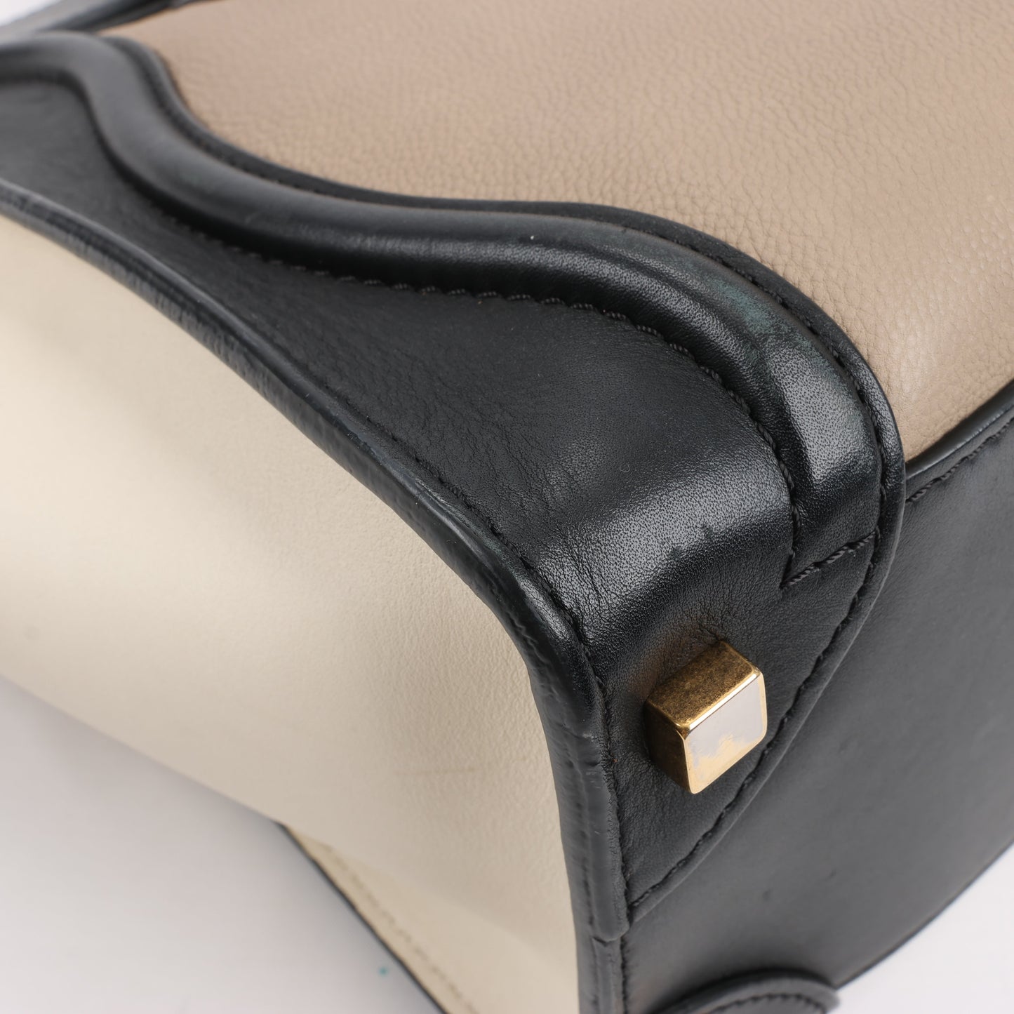 CELINE Luggage Micro Leather Handbag Tri-color in Beige