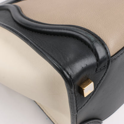 CELINE Luggage Micro Leather Handbag Tri-color in Beige