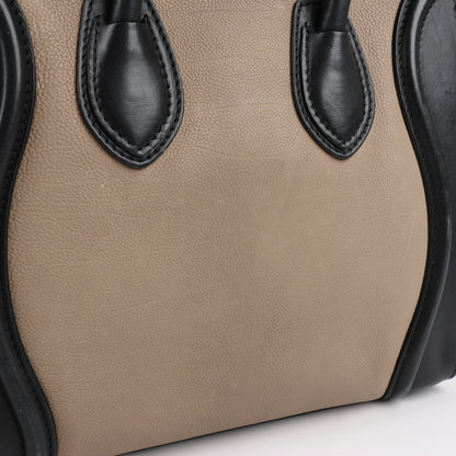 CELINE Luggage Micro Leather Handbag Tri-color in Beige