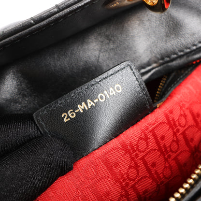 Grand sac à main Christian Dior Lady Dior en cuir Cannage à double compartiment, noir