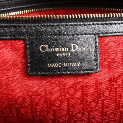 Grand sac à main Christian Dior Lady Dior en cuir Cannage à double compartiment, noir