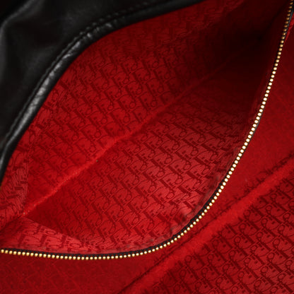Grand sac à main Christian Dior Lady Dior en cuir Cannage à double compartiment, noir