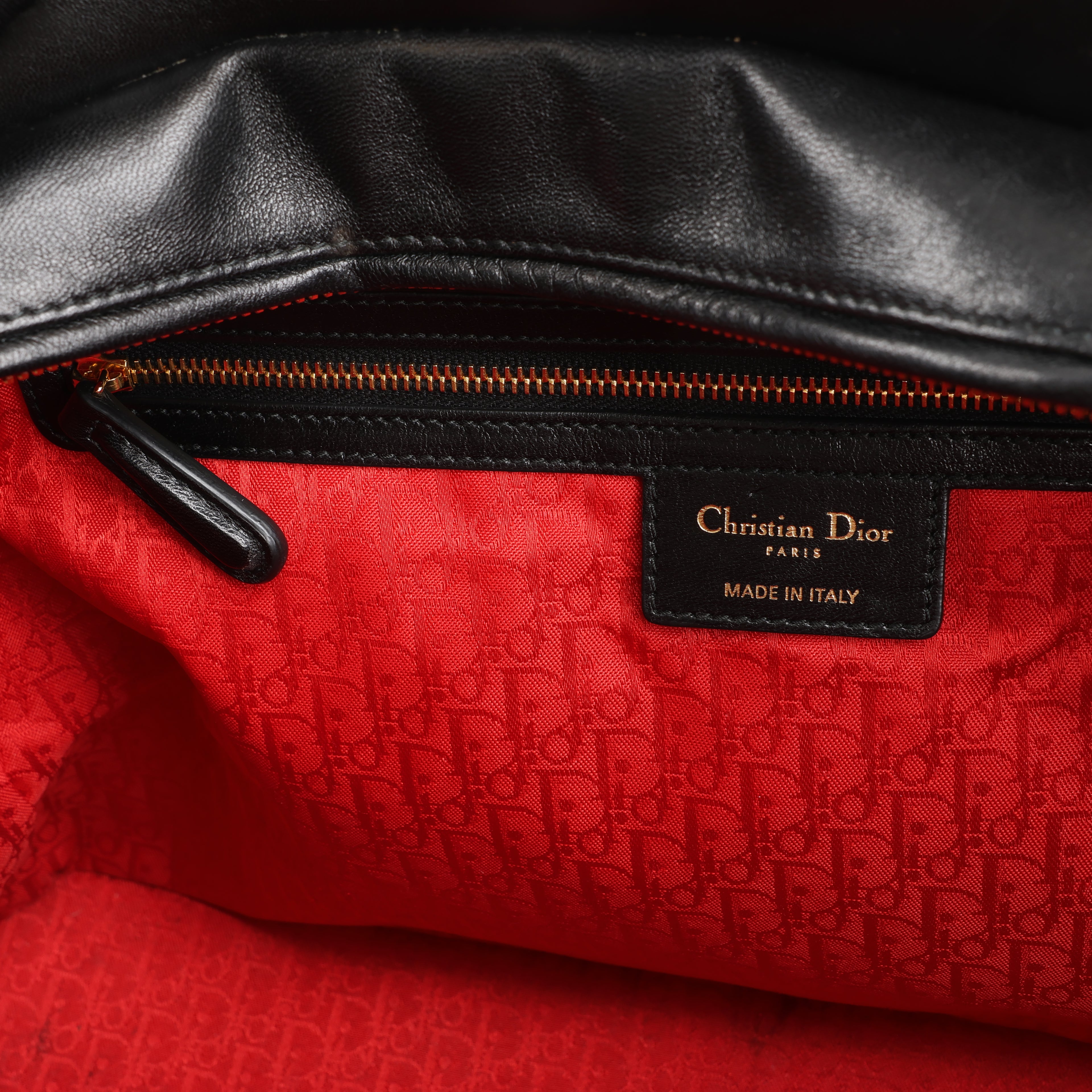 Dior Lady Dior Large Cannage Leather 2Way Handbag in Black
