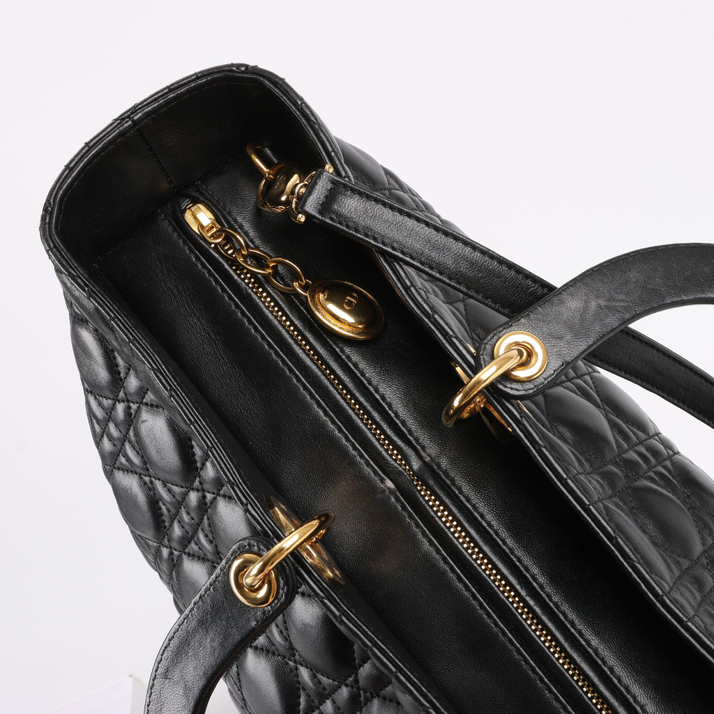 Dior Lady Dior Large Cannage Leather 2Way Handbag in Black
