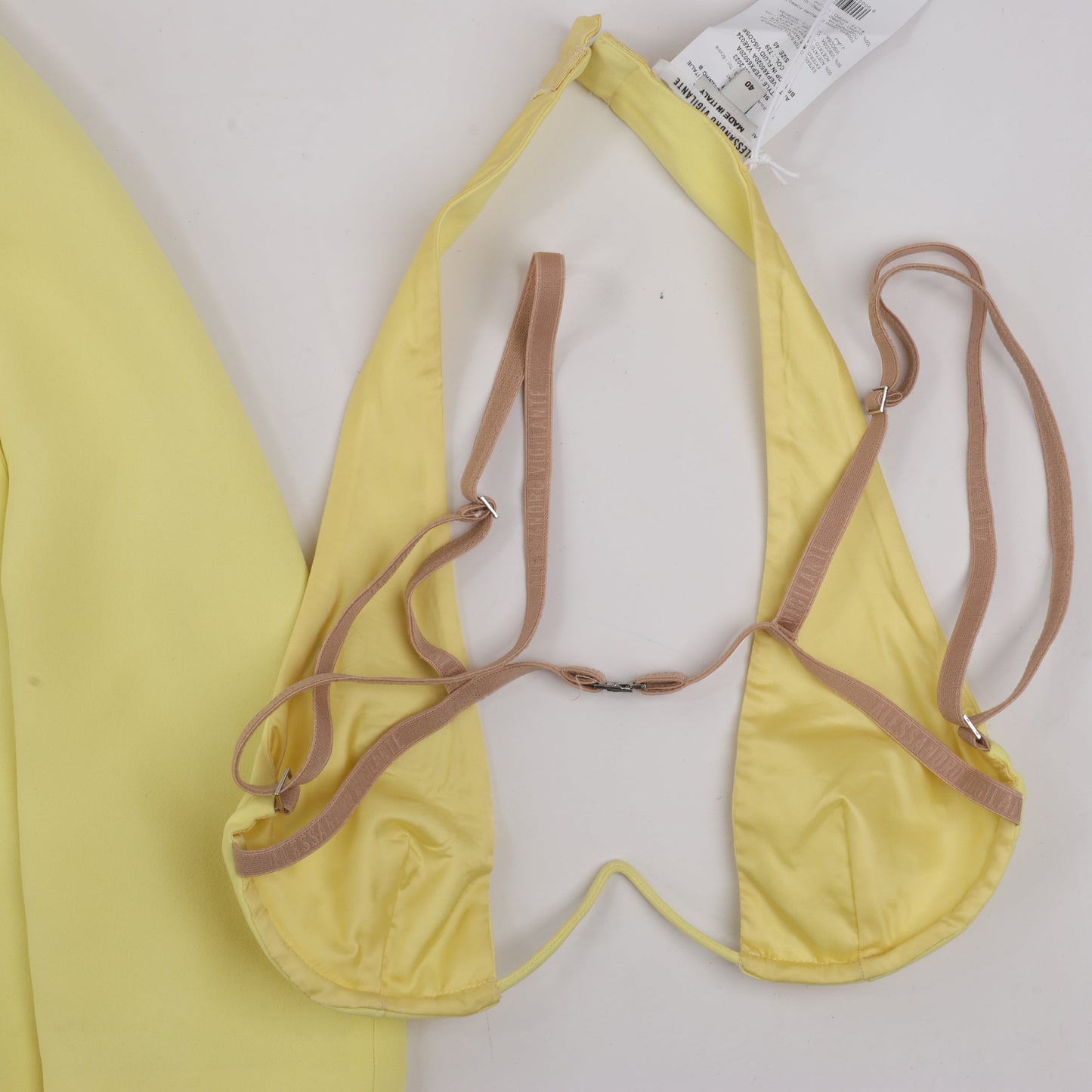 Alessandro Vigilante Yellow Blazer with Coordinating Bra Top, Size 44/40