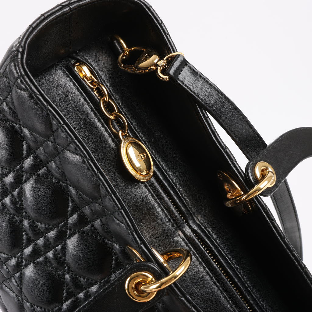 Dior Lady Dior Large Cannage Leather 2Way Handbag in Black