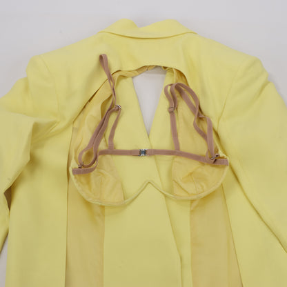 Alessandro Vigilante Yellow Blazer with Coordinating Bra Top, Size 44/40