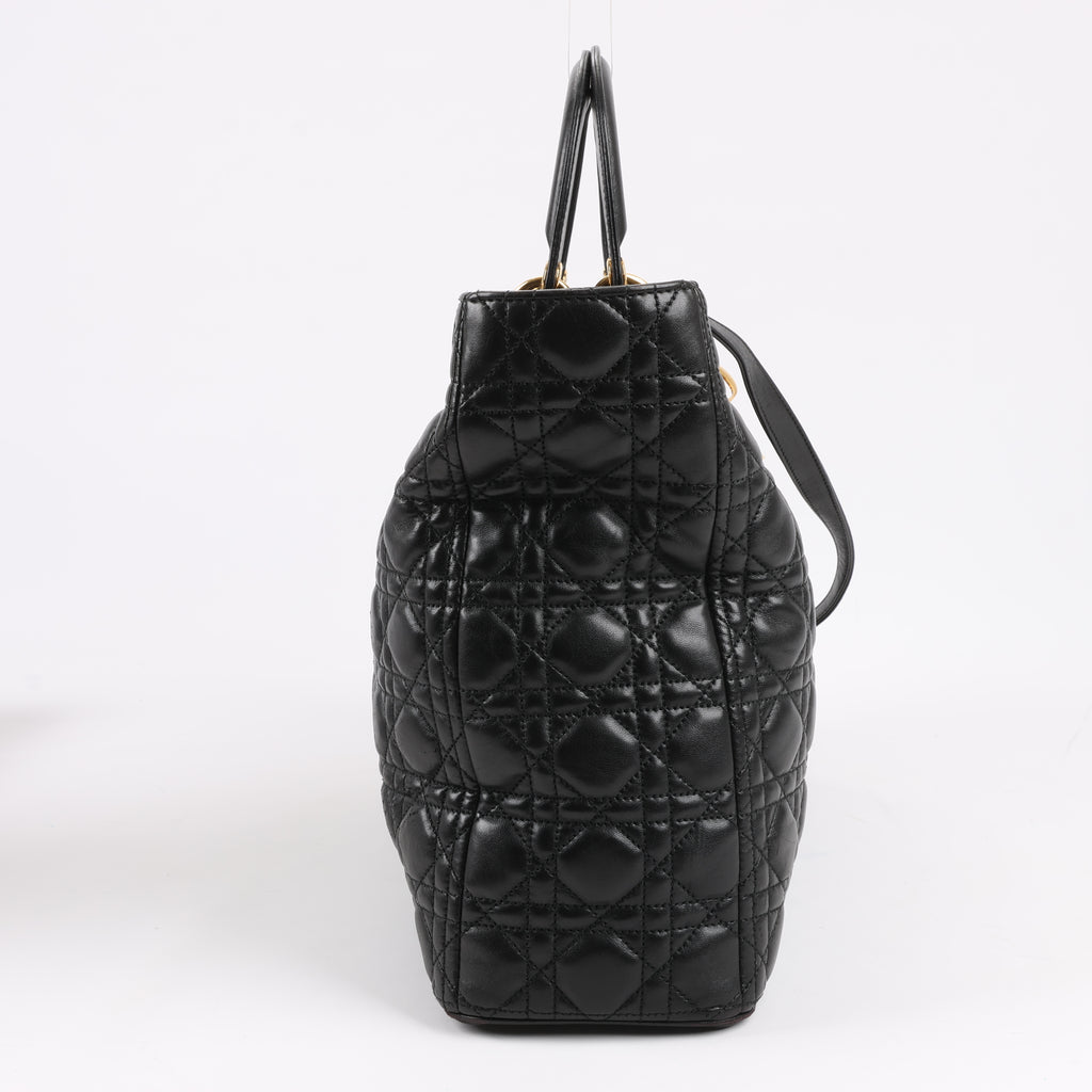 Dior Lady Dior Large Cannage Leather 2Way Handbag in Black