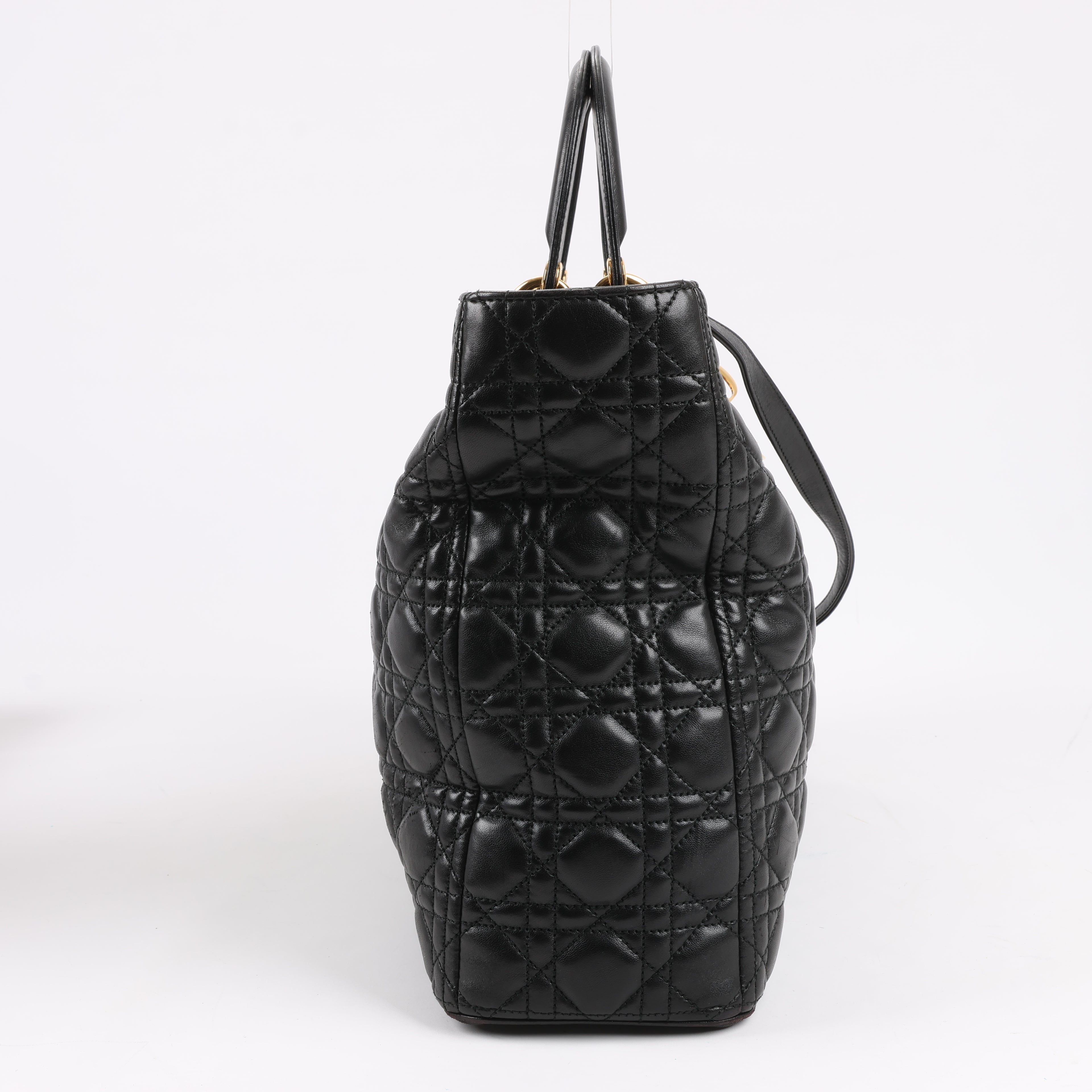 Dior Lady Dior Large Cannage Leather 2Way Handbag in Black