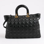 Dior Lady Dior Large Cannage Leather 2Way Handbag in Black