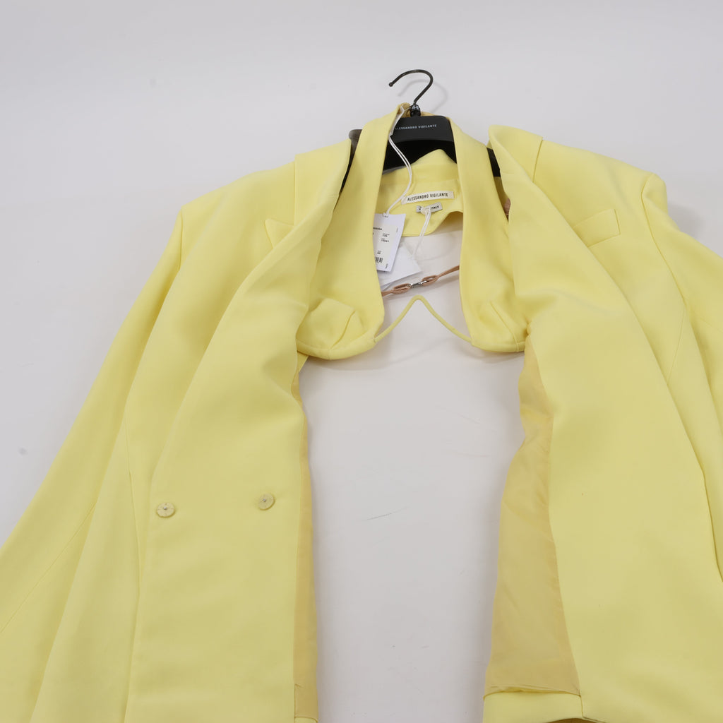 Alessandro Vigilante Yellow Blazer with Coordinating Bra Top, Size 44/40 IT