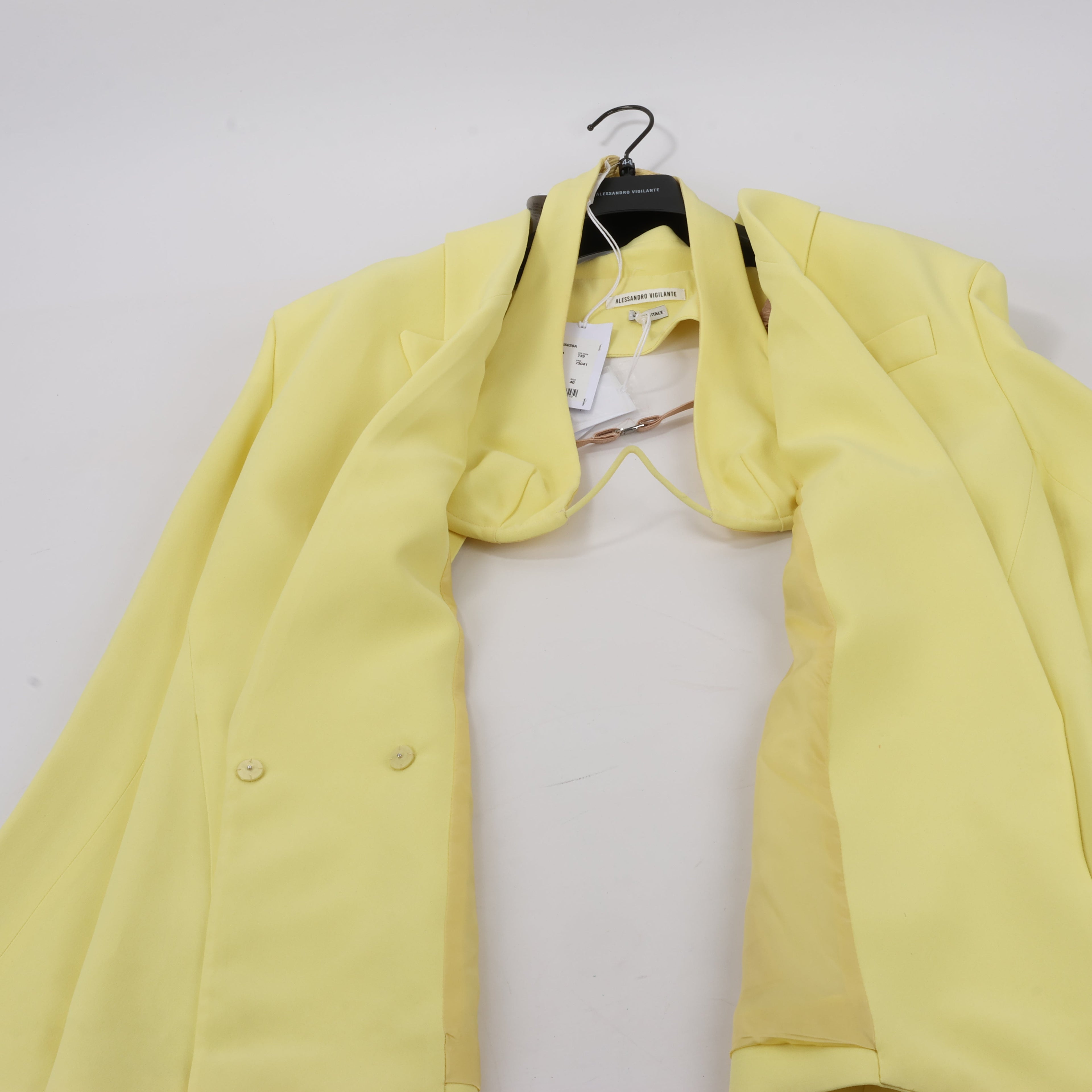 Alessandro Vigilante Yellow Blazer with Coordinating Bra Top, Size 44/40 IT