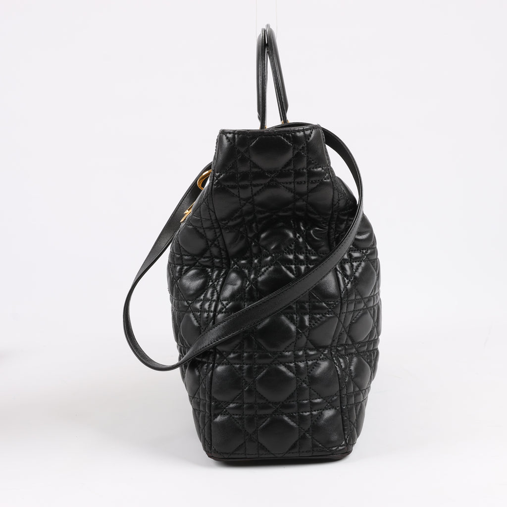 Dior Lady Dior Large Cannage Leather 2Way Handbag in Black