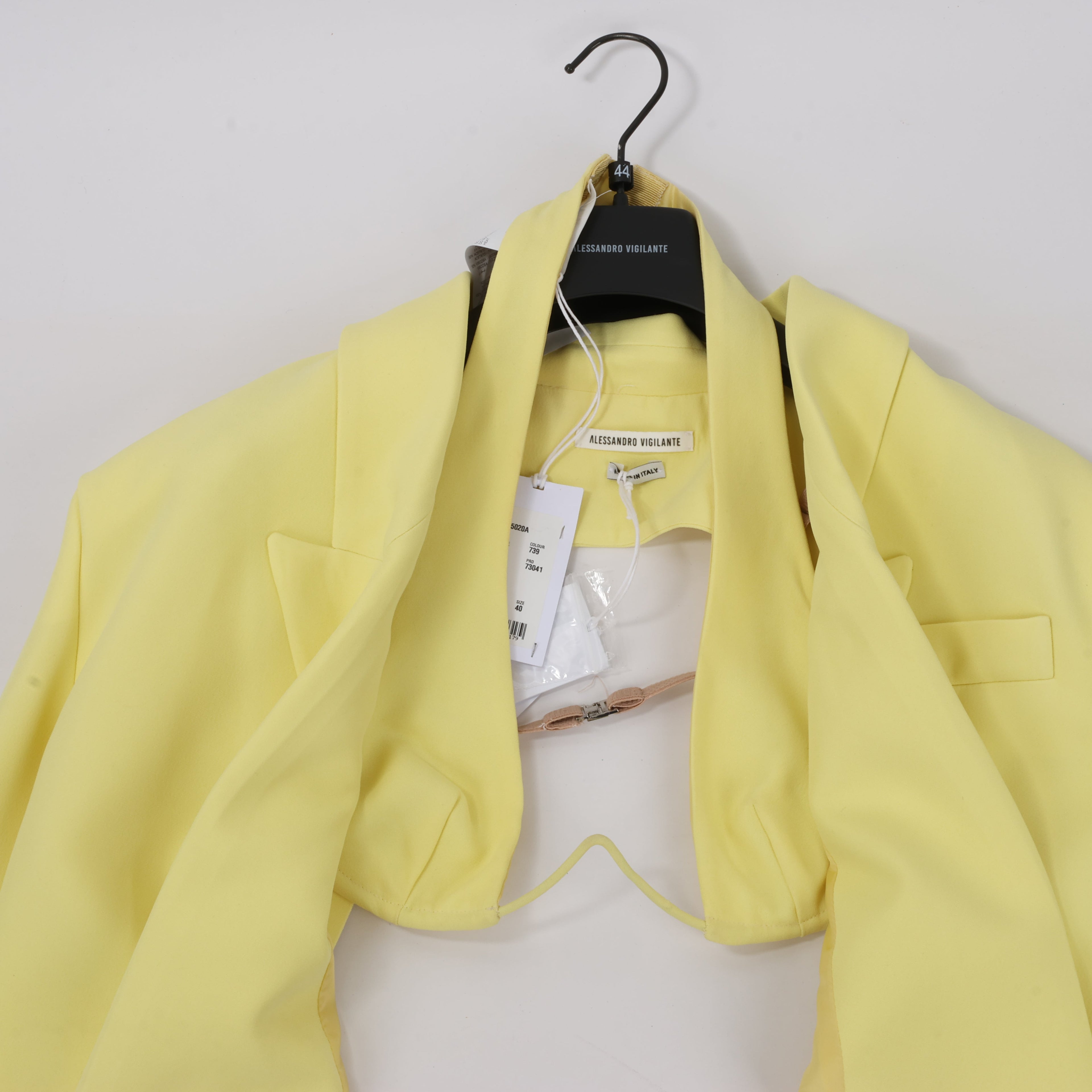 Alessandro Vigilante Yellow Blazer with Coordinating Bra Top, Size 44/40 IT
