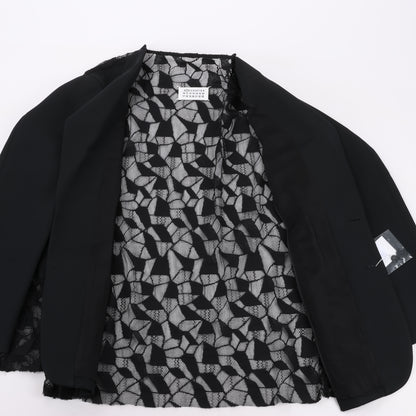 Blazer noir Maison Margiela avec superposition de dentelle, taille 40
