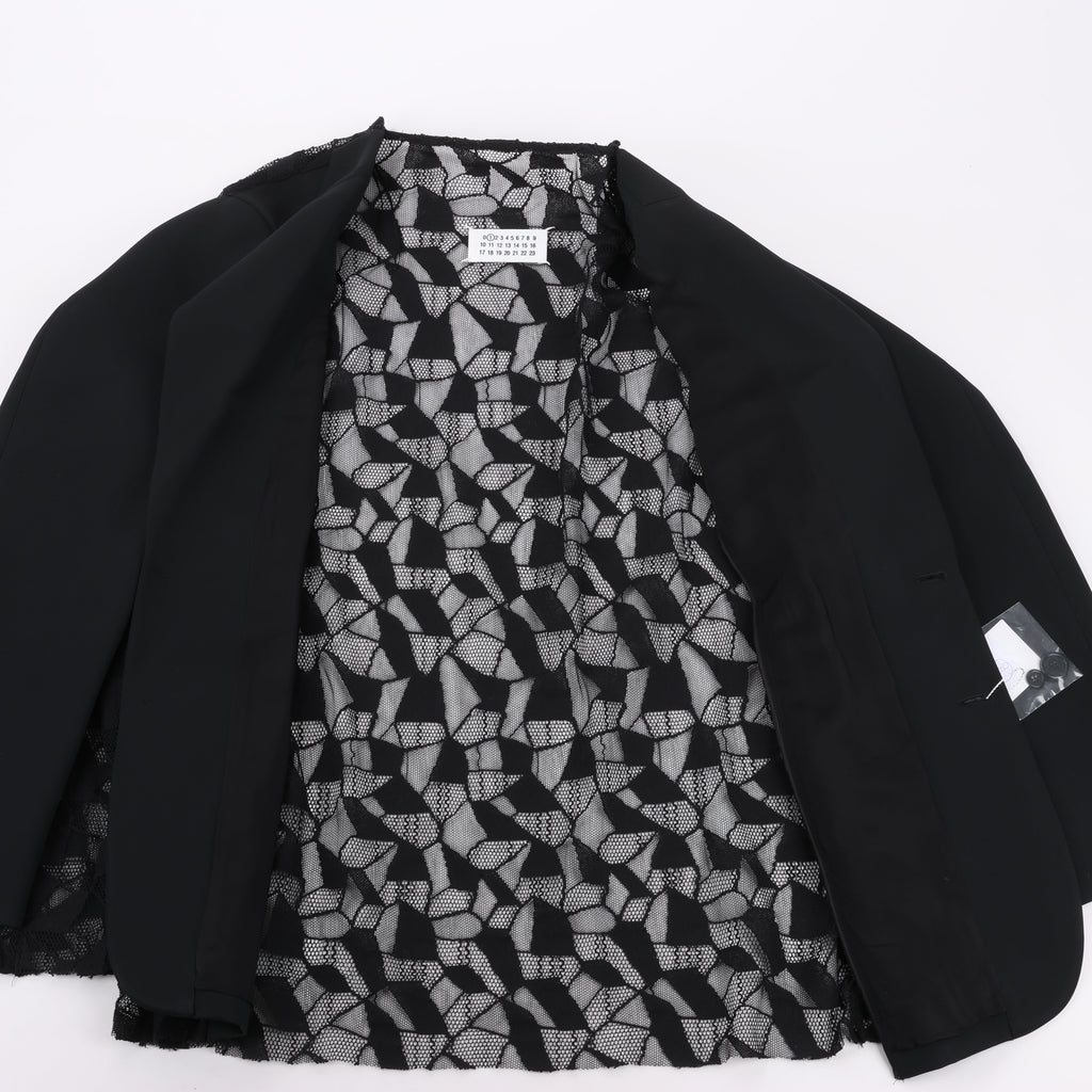 Maison Margiela Black Blazer with Lace Overlay, Size 40