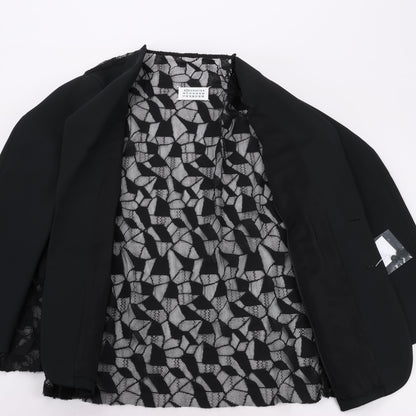 Maison Margiela Black Blazer with Lace Overlay, Size 40