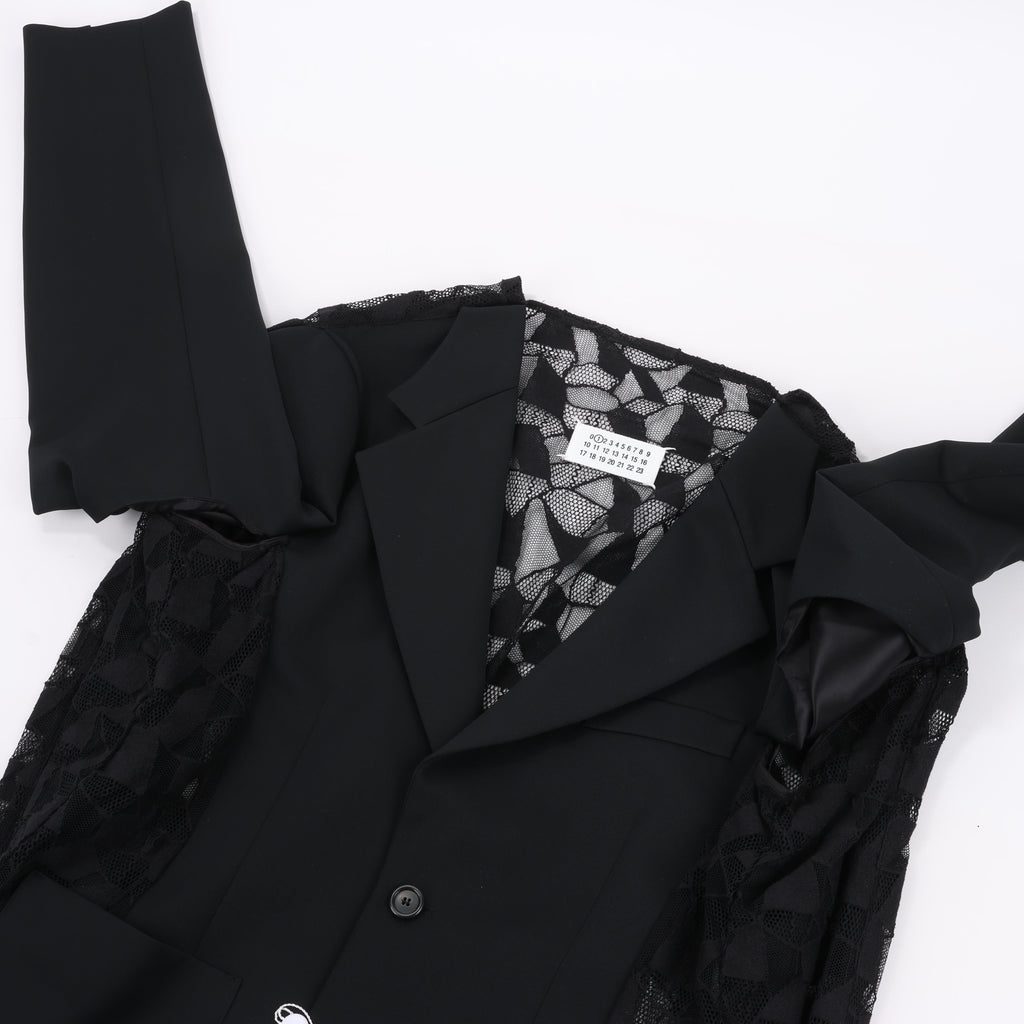 Maison Margiela Black Blazer with Lace Overlay, Size 40