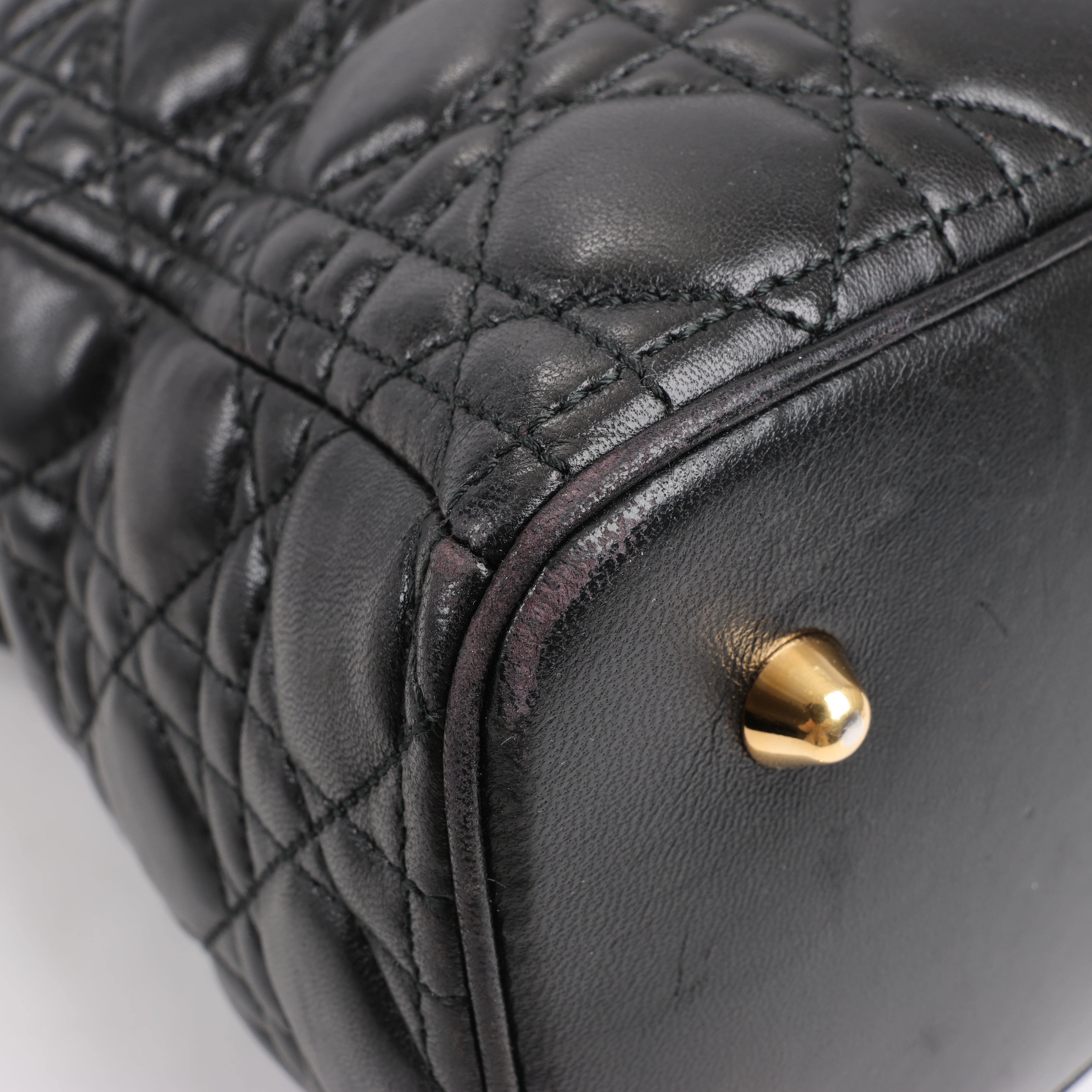 Dior Lady Dior Large Cannage Leather 2Way Handbag in Black