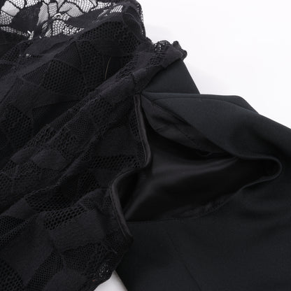 Blazer noir Maison Margiela avec superposition de dentelle, taille 40