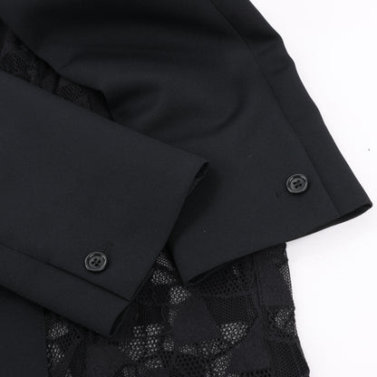 Blazer noir Maison Margiela avec superposition de dentelle, taille 40